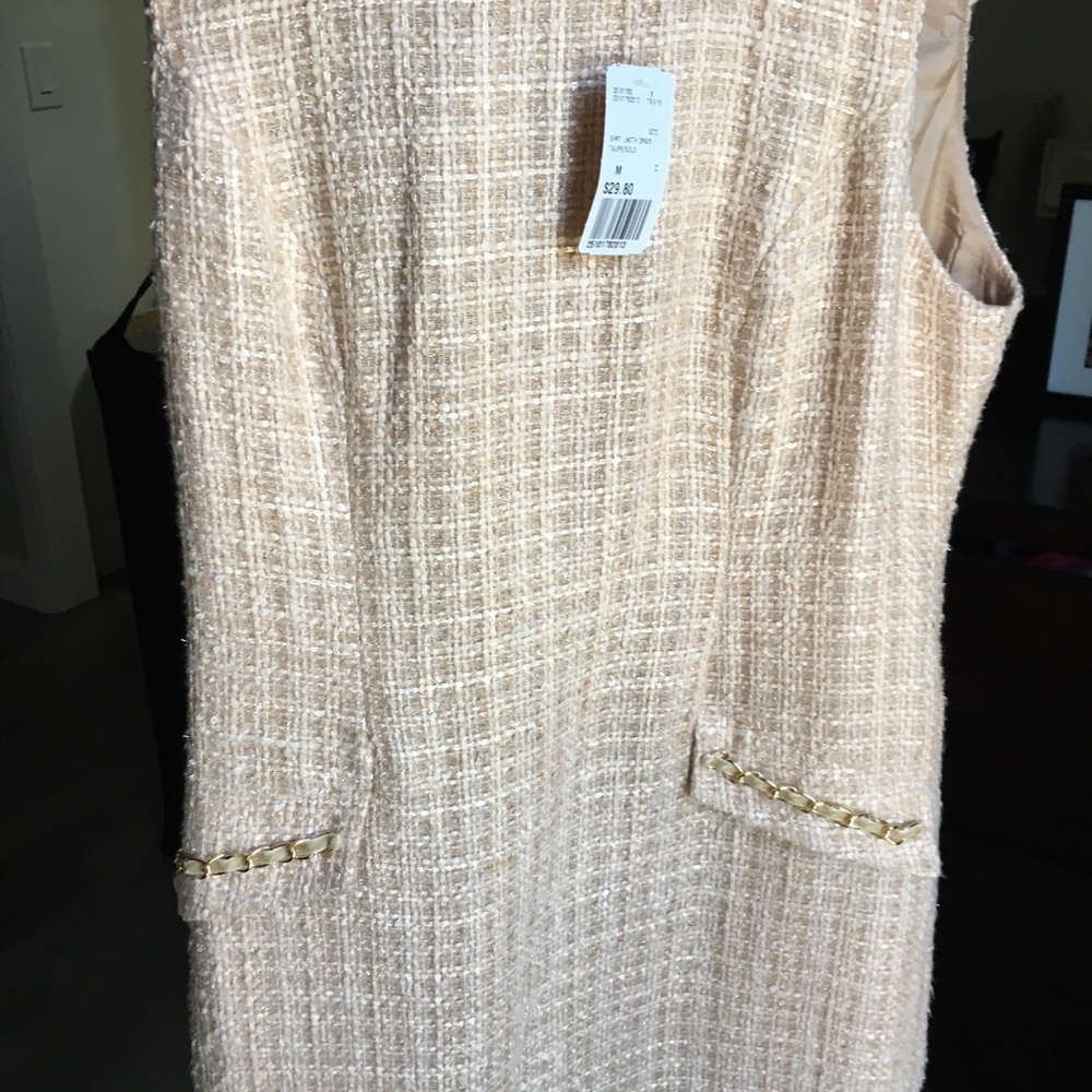 Rose gold winter dress with faux leather appliqué